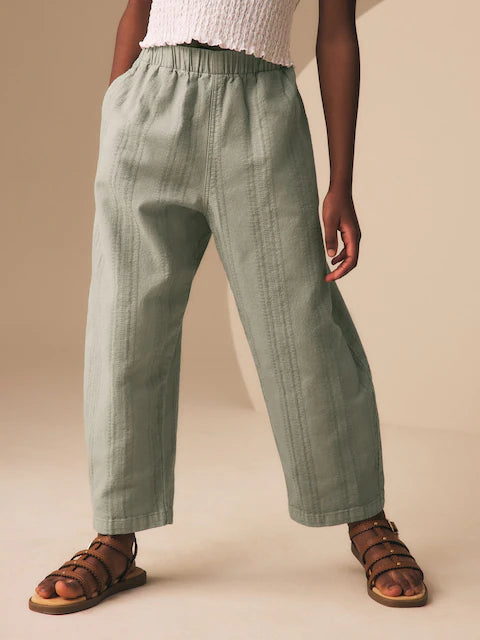 Khaki Green Textured Pullon Trousers (3-16yrs)