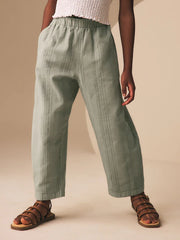 Khaki Green Textured Pullon Trousers (3-16yrs)