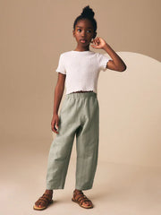 Khaki Green Textured Pullon Trousers (3-16yrs)