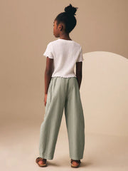 Khaki Green Textured Pullon Trousers (3-16yrs)