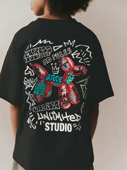 Black Graffiti Balloon Short Sleeve Graphic T-Shirt (3-16yrs)