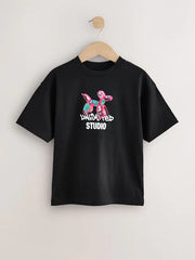 Black Graffiti Balloon Short Sleeve Graphic T-Shirt (3-16yrs)