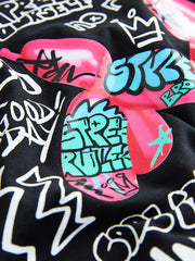 Black Graffiti Balloon Short Sleeve Graphic T-Shirt (3-16yrs)