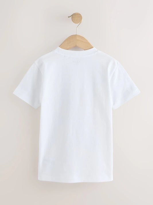 White/Gold Short Sleeve Graphic Football T-Shirt (3-16yrs)