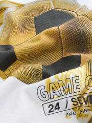 White/Gold Short Sleeve Graphic Football T-Shirt (3-16yrs)