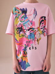 Pink Graffiti Oversized Graphic Print T-Shirt (3-16yrs)