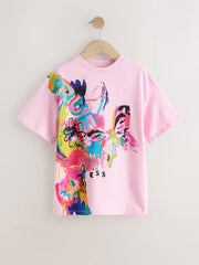 Pink Graffiti Oversized Graphic Print T-Shirt (3-16yrs)