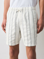 Monochrome Textured Elasticated Waist Cotton Shorts