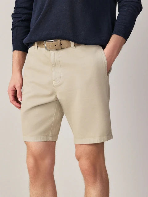 Stone Faux Suede Belted Chino Shorts