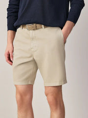 Stone Faux Suede Belted Chino Shorts