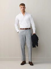 Light Grey Textured Check Smart Trousers
