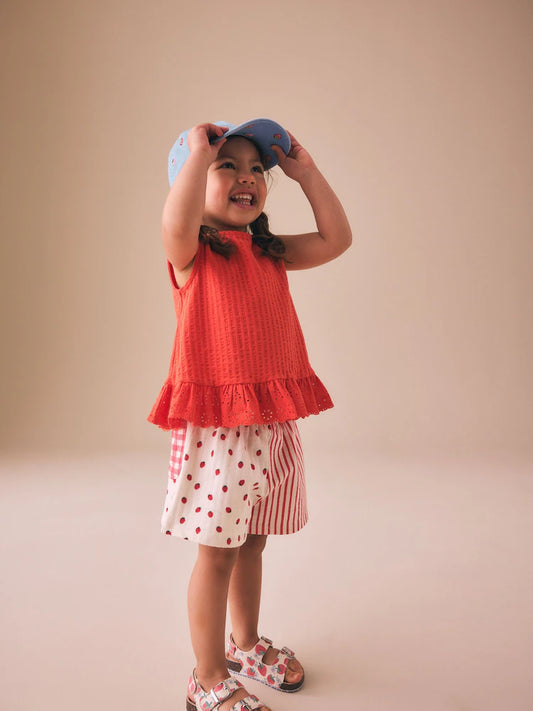 Ecru/Red Stripe Strawberry Shorts (3mths-7yrs)