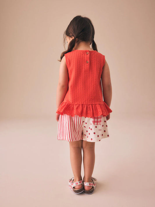 Ecru/Red Stripe Strawberry Shorts (3mths-7yrs)