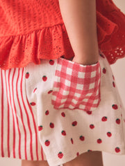 Ecru/Red Stripe Strawberry Shorts (3mths-7yrs)