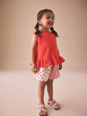 Ecru/Red Stripe Strawberry Shorts (3mths-7yrs)