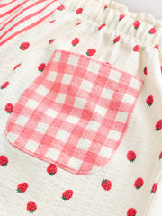 Ecru/Red Stripe Strawberry Shorts (3mths-7yrs)