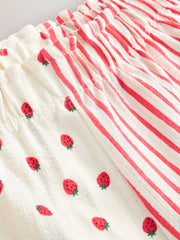 Ecru/Red Stripe Strawberry Shorts (3mths-7yrs)