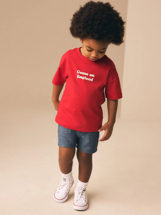 Red Short Sleeve Football Slogan T-Shirt (3mths-7yrs)