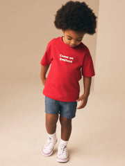 Red Short Sleeve Football Slogan T-Shirt (3mths-7yrs)