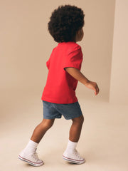 Red Short Sleeve Football Slogan T-Shirt (3mths-7yrs)