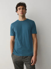Blue Slim Fit Signature SUPIMAÂ® Cotton Crew Neck T-Shirt
