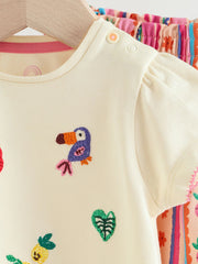 Ecru Tropical Short Sleeve Baby Top and Short Set 2 Piece (0mths-2yrs)