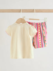 Ecru Tropical Short Sleeve Baby Top and Short Set 2 Piece (0mths-2yrs)