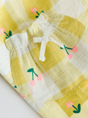 Yellow Cherry Short Sleeve Baby Tops and Wide Leg Leggings Set 2 Piece (0mths-2yrs)