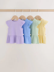 Multi Baby Short Sleeve Peplum T-Shirts 4 Pack (0mths-2yrs)