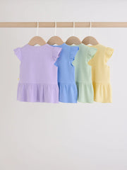 Multi Baby Short Sleeve Peplum T-Shirts 4 Pack (0mths-2yrs)