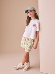 Green/Pink Check Textured Shorts (3-16yrs)