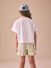 Green/Pink Check Textured Shorts (3-16yrs)