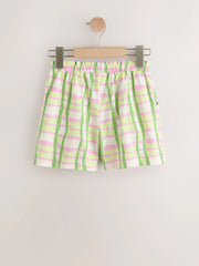 Green/Pink Check Textured Shorts (3-16yrs)