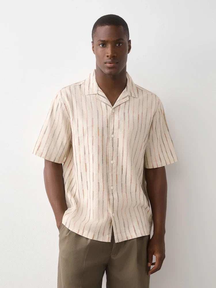 Ochre Yellow Textured Short Sleeve Shirt