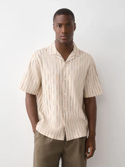 Ochre Yellow Textured Short Sleeve Shirt