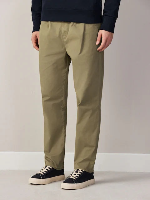 Sand Regular Tapered Fit Summerweight Twin Pleat Chino Trousers