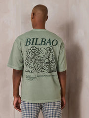 Green Relaxed Fit Graphic Print Heavy Weight T-Shirt