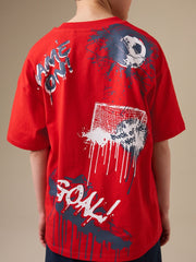 Red England Short Sleeve Graphic Football T-Shirt (3-16yrs)