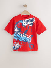 Red England Short Sleeve Graphic Football T-Shirt (3-16yrs)