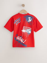 Red England Short Sleeve Graphic Football T-Shirt (3-16yrs)