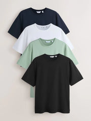 Navy/White/Black/Green Regular Fit Motionflex Soft T-Shirts 4 Pack
