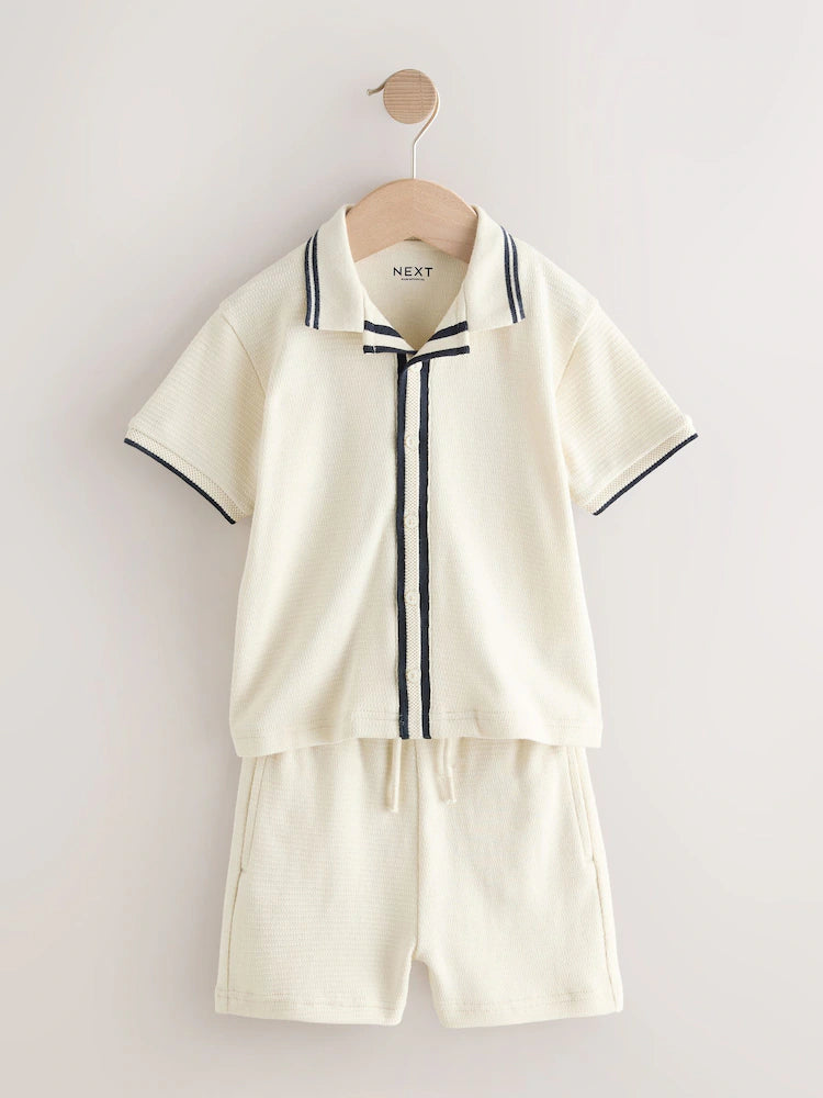 Ecru Short Sleeve Shirt and Shorts Set (3mths-7yrs)