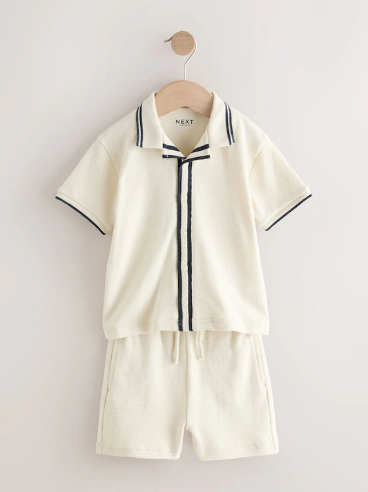 Ecru Short Sleeve Shirt and Shorts Set (3mths-7yrs)