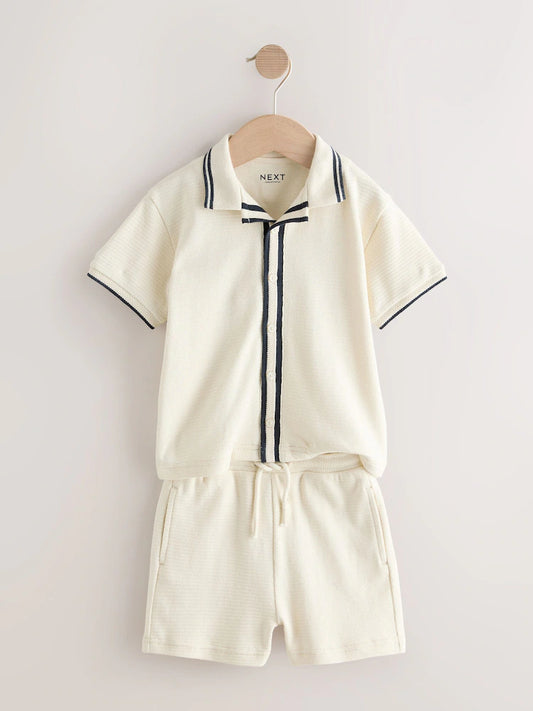 Ecru Short Sleeve Shirt and Shorts Set (3mths-7yrs)