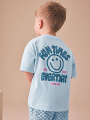 Blue Checkerboard Short Sleeve T-Shirt & Shorts Set (3mths-7yrs)