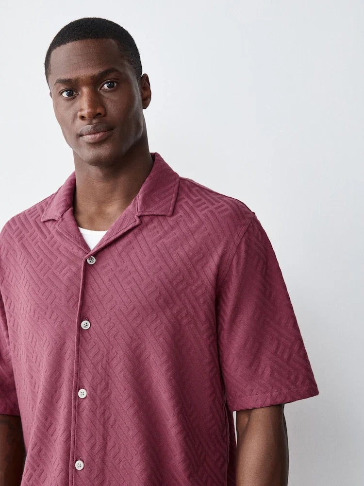 Berry Pink N. Premium Jersey Textured Short Sleeve Shirt