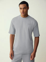 Grey Embossed Relaxed Fit Motionflex Soft Heavyweight T-Shirt