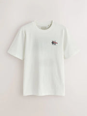 White Beach Graphic Regular Fit Graphic Print Slub T-Shirt