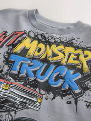 Grey Monster Truck Short Sleeve Graphic T-Shirt (3-16yrs)