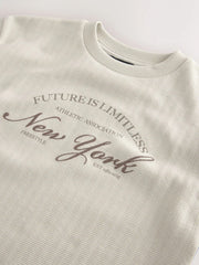 Ecru Textured Short Sleeve T-Shirt (3-16yrs)